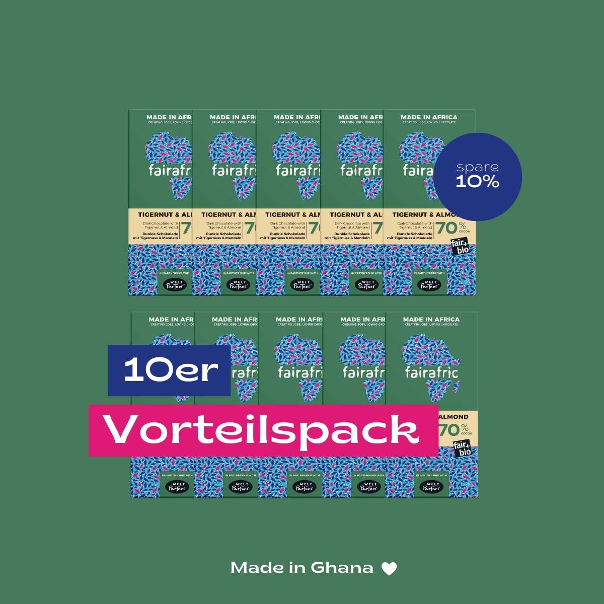 70% Organic Dark Chocolate with Tigernut and Almond I Vegan